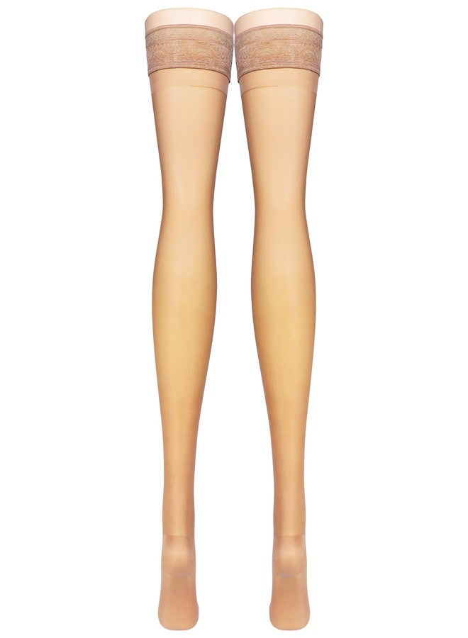 NuVein Sheer Compression Stockings for Women, 15-20 mmHg Support, Medium Denier, Thigh High, Closed Toe, Beige, Large - Image 5