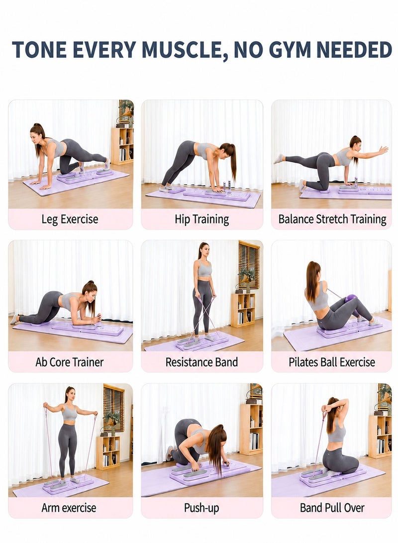 Jourvent 5-in-1 Pilates Reformer Board with Timer, Foldable Pilates Machine for Home Workout, Sliding Board for Women and Men - Image 2