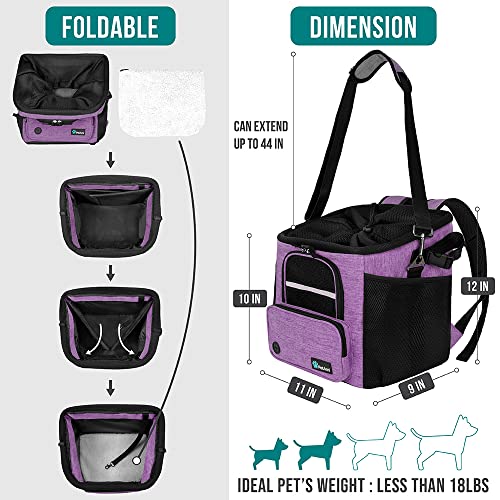 PetAmi Dog Bike Basket SoftSided Ventilated Dog Bike Carrier Backpack Pet Bicycle Basket for Bike Handlebar Small Medium Puppy Cat Kitten Car Booster Seat with Safety Strap Max 18 lbs Purple - Image 3