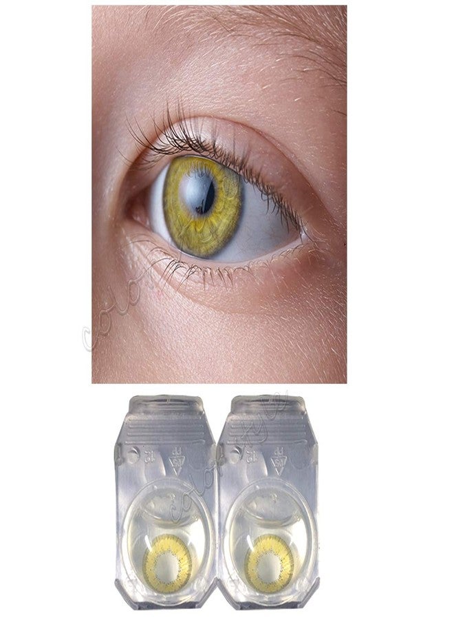 عدسات لاصقة شهرية ناعمة للعين بلون العسل (بدون قوة) مع 30 مل من محلول العدسات اللاصقة - Image 1