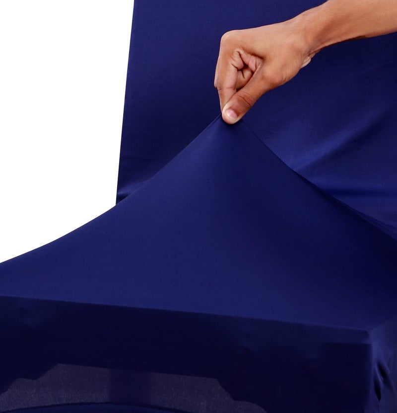 Nendle Stretchable Polyester Elastic Chair Cover Set of 4 for Dinning Chairs (Navy Blue, 4 Pieces) - Image 2