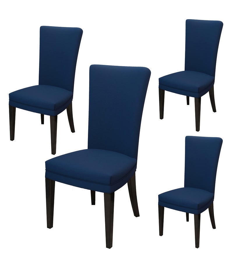 Nendle Stretchable Polyester Elastic Chair Cover Set of 4 for Dinning Chairs (Navy Blue, 4 Pieces) - Image 1
