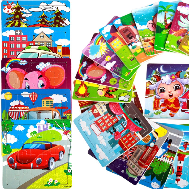 20-Piece Animal Puzzle Early Education Educational Toy To Cultivate Children'S Understanding Of Transportation Vehicles, Animal Cognition Enlightenment, Wooden - Image 4