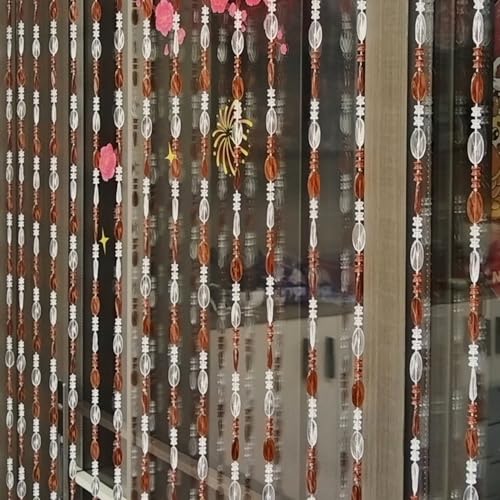 ave split Beaded Curtain Doorways Acrylic Hanging Door Beads String Curtains Tassel Room Divider Screen Decor for Doorway Window Living Room Wedding (1, Brown, 39 inch x 78.7 inch), ES041 - Image 3