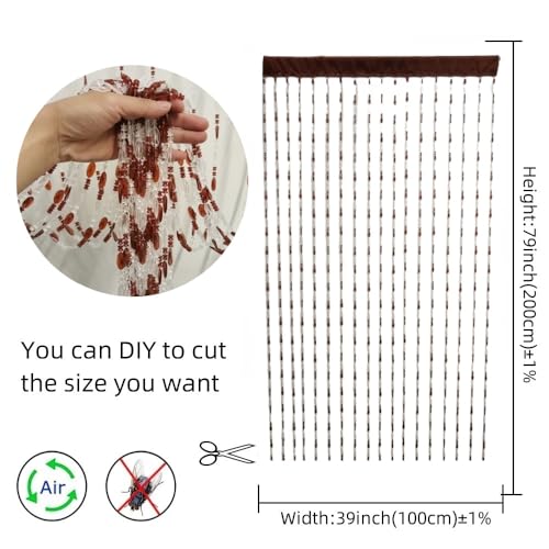 ave split Beaded Curtain Doorways Acrylic Hanging Door Beads String Curtains Tassel Room Divider Screen Decor for Doorway Window Living Room Wedding (1, Brown, 39 inch x 78.7 inch), ES041 - Image 4