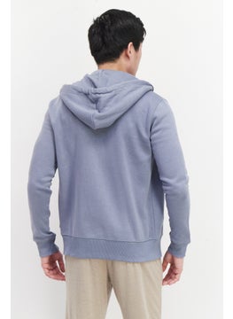 French Connection Men Hooded Brand Logo Full Zip Sweatshirt, Sage Blue  - Image 3