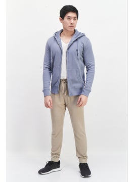 French Connection Men Hooded Brand Logo Full Zip Sweatshirt, Sage Blue  - Image 4