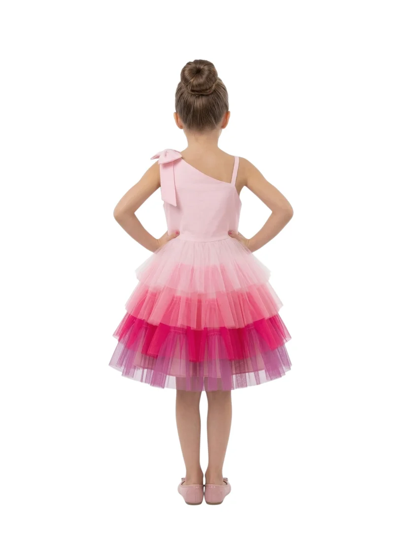 Bidani  Girls Tiered Ombre Tulle Party Dress - Pink for Women | Best Price UAE