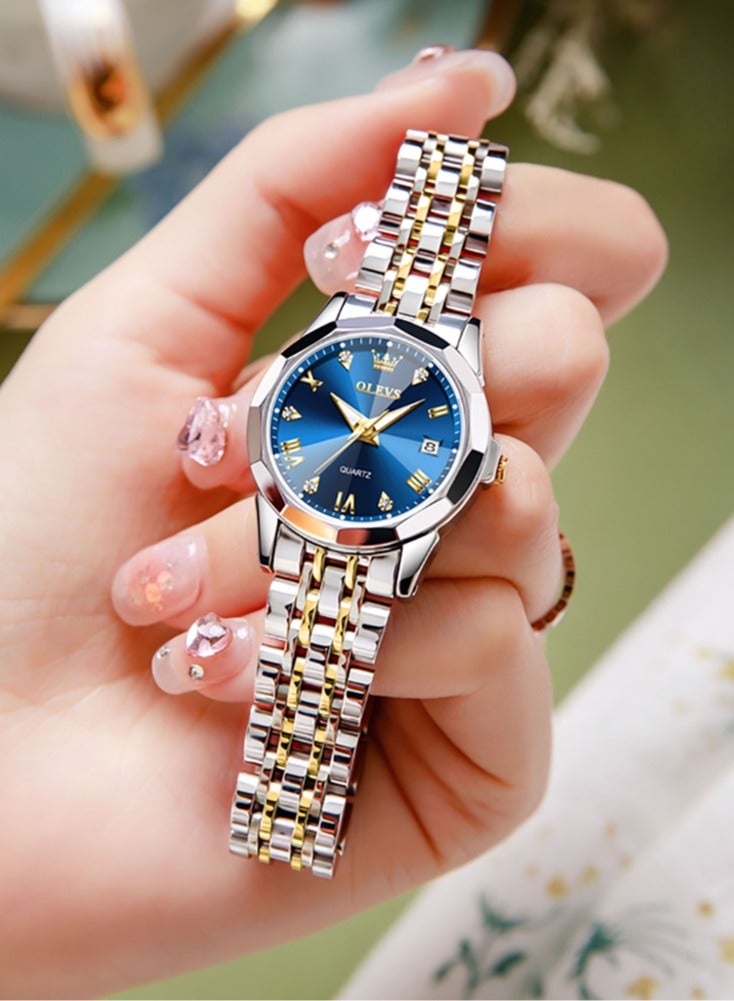 أوليفز ساعات نسائية أنيقة من الفولاذ المقاوم للصدأ ومقاومة للماء كوارتز أنالوج 9931 - Image 1