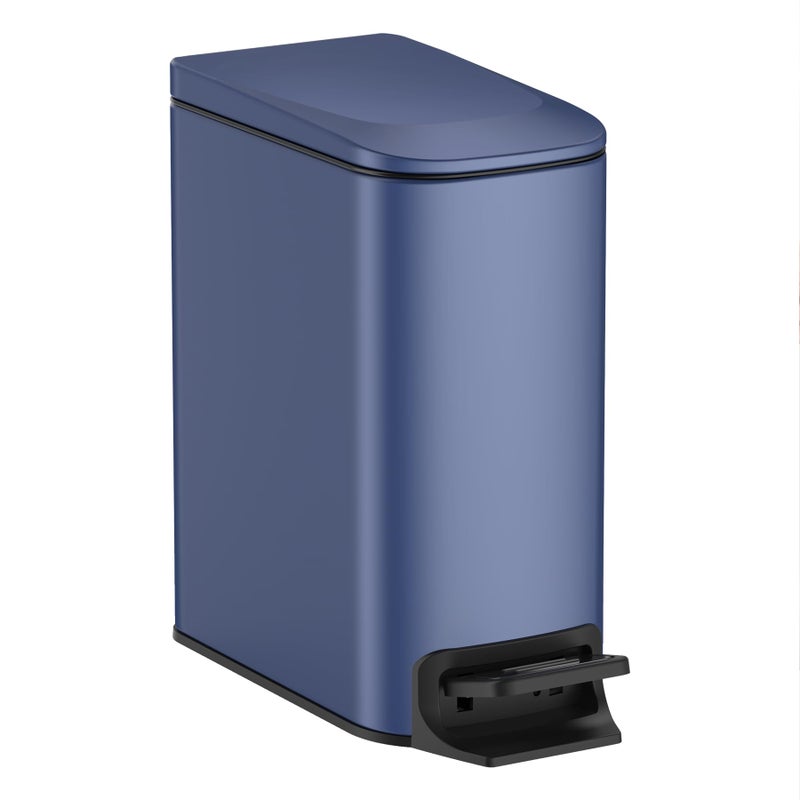 TIPGO Slim Bathroom Trash Can with Lid Soft Close, Step Pedal, 6 Liter / 1.6 Gallon Stainless Steel Trash Bin, Small Garbage Can for Bedroom, Office, Kitchen (Navy Blue) - Image 1
