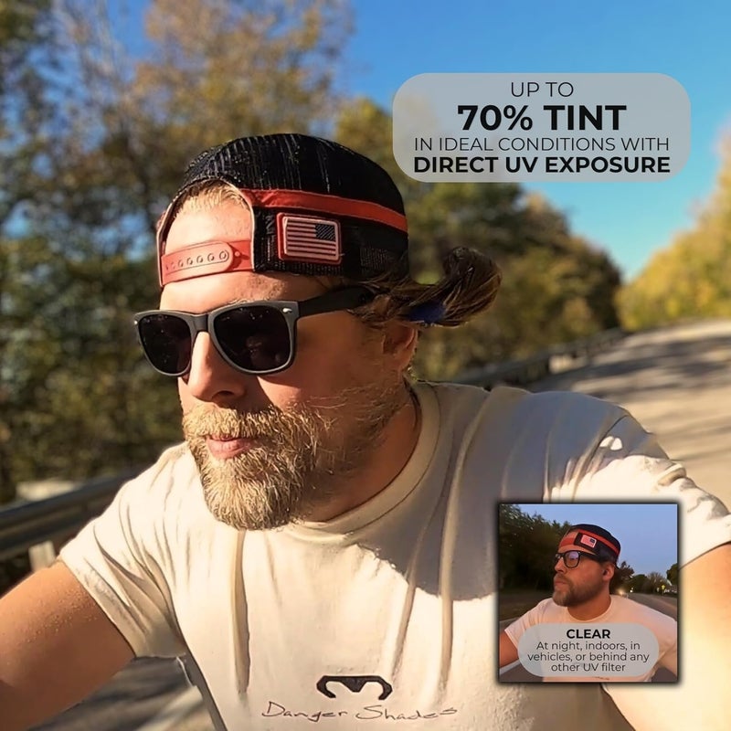 EJ The Main Street Original Clear-to-Grey Auto-Tint Motorcycle Glasses - Image 2