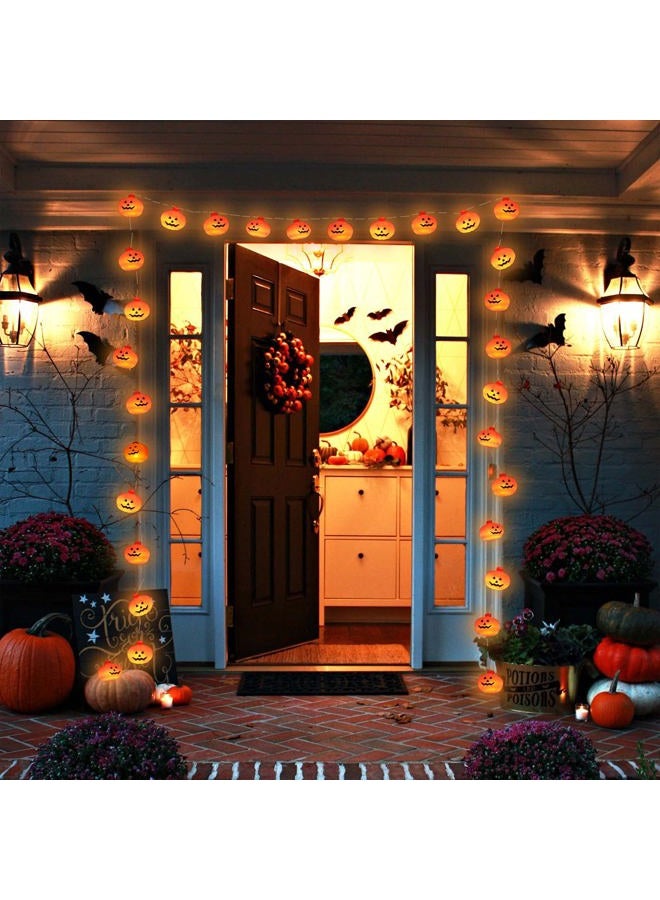 Runleo Halloween Pumpkin String Lights, 30 LED 16.4 FT 8 Modes Timer 3D Waterproof Orange Jack-O-Lantern Battery Operated Decorative Twinkle Lights for Indoor Bedroom Camper Decor Party Decorations - Image 3