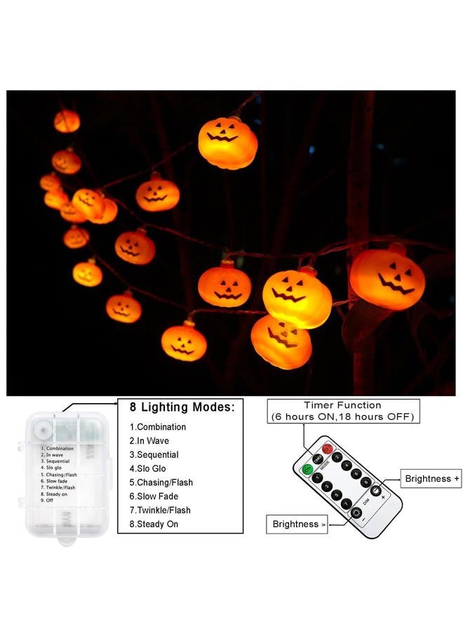 Runleo Halloween Pumpkin String Lights, 30 LED 16.4 FT 8 Modes Timer 3D Waterproof Orange Jack-O-Lantern Battery Operated Decorative Twinkle Lights for Indoor Bedroom Camper Decor Party Decorations - Image 5
