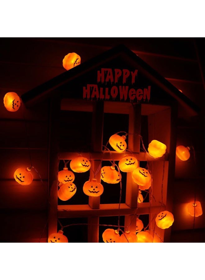 Runleo Halloween Pumpkin String Lights, 30 LED 16.4 FT 8 Modes Timer 3D Waterproof Orange Jack-O-Lantern Battery Operated Decorative Twinkle Lights for Indoor Bedroom Camper Decor Party Decorations - Image 2