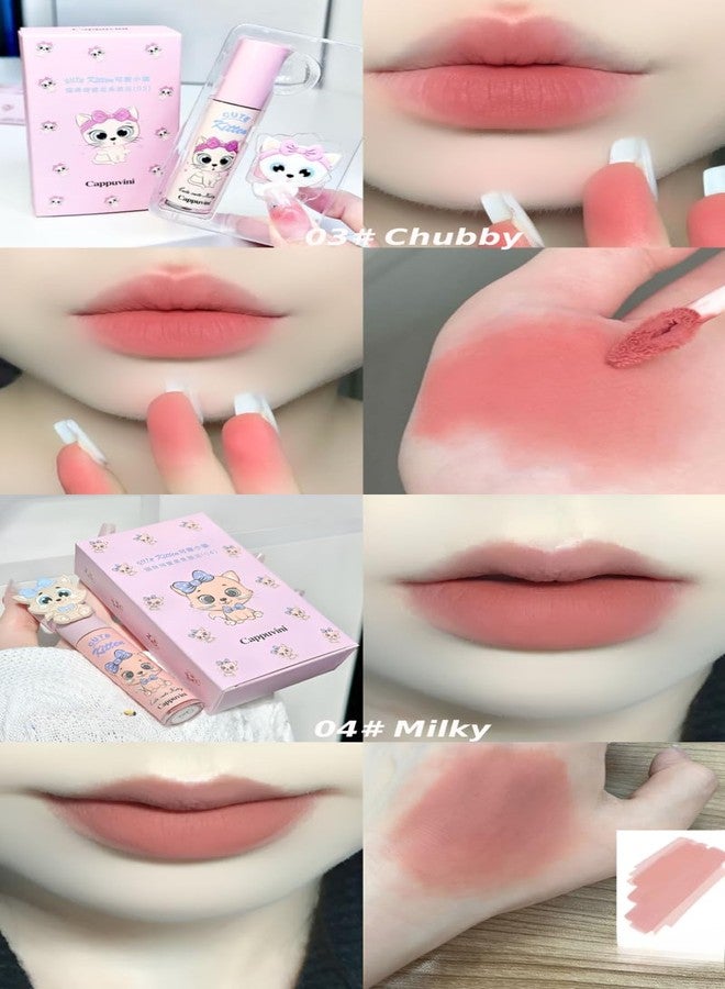 Cappuvini Cute Kitten Honey Soft Lip Mud | Liquid Lipstick with Matte Finish | Featherlight Breathable Lips Color | Clean Girl & Y2K Style Beauty Product | Pink & Peach Color Options | Cute Pastel Kitten Character Cap Design | Fade-Resistant Comfortable Wear | Smooth Gliding Lip Mud for women (02# Pink, 2.5g) - Image 4