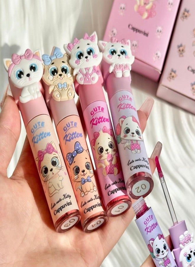Cappuvini Cute Kitten Honey Soft Lip Mud | Liquid Lipstick with Matte Finish | Featherlight Breathable Lips Color | Clean Girl & Y2K Style Beauty Product | Pink & Peach Color Options | Cute Pastel Kitten Character Cap Design | Fade-Resistant Comfortable Wear | Smooth Gliding Lip Mud for women (02# Pink, 2.5g) - Image 1