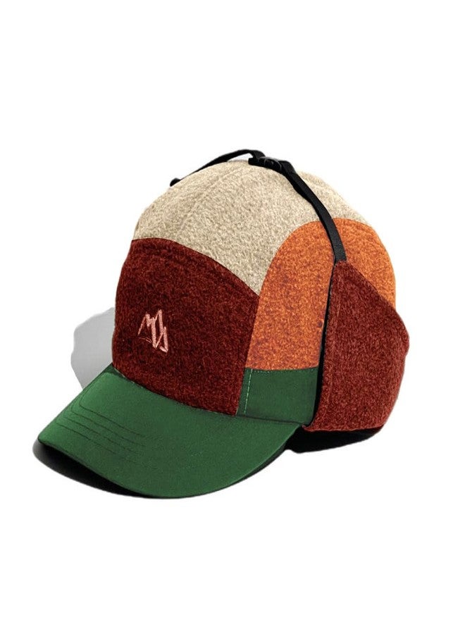 FASHIXD Winter 5 Panel Baseball Cap with Ear Flap, Vintage Fleece Flat Brim Cap for Men Women (US, Alpha, One Size, Khaki/Green) - Image 3