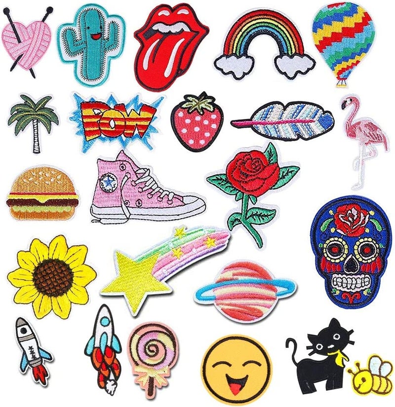 Daily Crafts Daily Crafts Multicolored Pack of 10 Embroidery Decorative Patches Iron on Repair Patches for Jackets Jeans Bags Etc  - Image 1