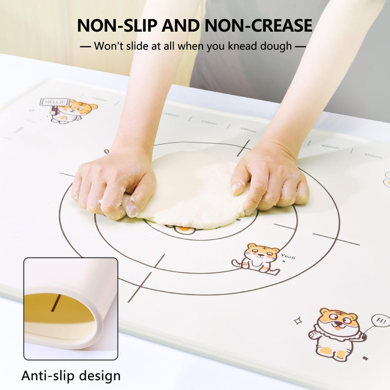 COOKSTYLE 34x24 Inch Extra Thick Silicone Pastry Board, Silicone Baking Mat with Measurements, Non-slip Silicone Mat, Kneading Counter Mat, Non-Stick Dough Mat with Edge Heightening - Image 3