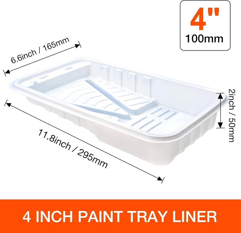 KingOrigin Leak-Proof 4 Inch Paint Tray Liners 12 Pack - Heavy Duty Disposable Paint Roller Trays, Thicker Paint Pan Liners for No Bend, No Mess Painting on Walls, Cabinets, Crafts & Trim - Image 2