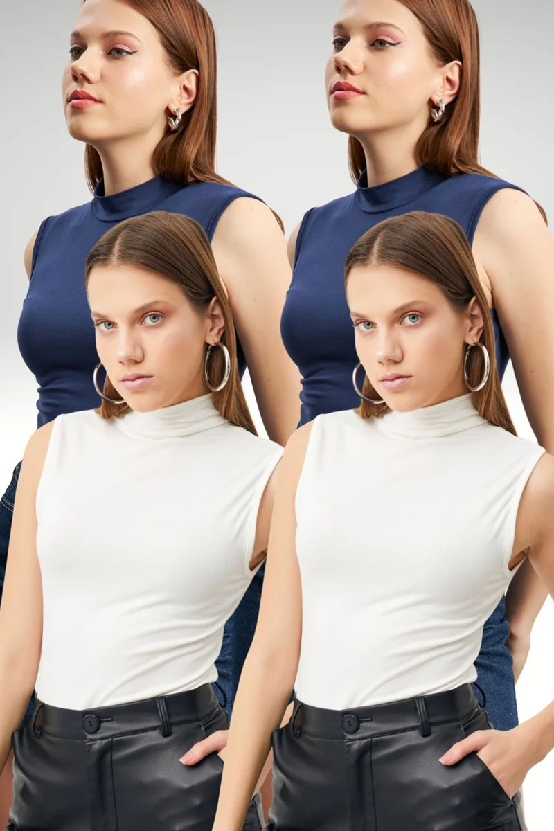 بيبانتولون BIPANTOLON Women's 4-Pack Half Turtleneck Bodysuits