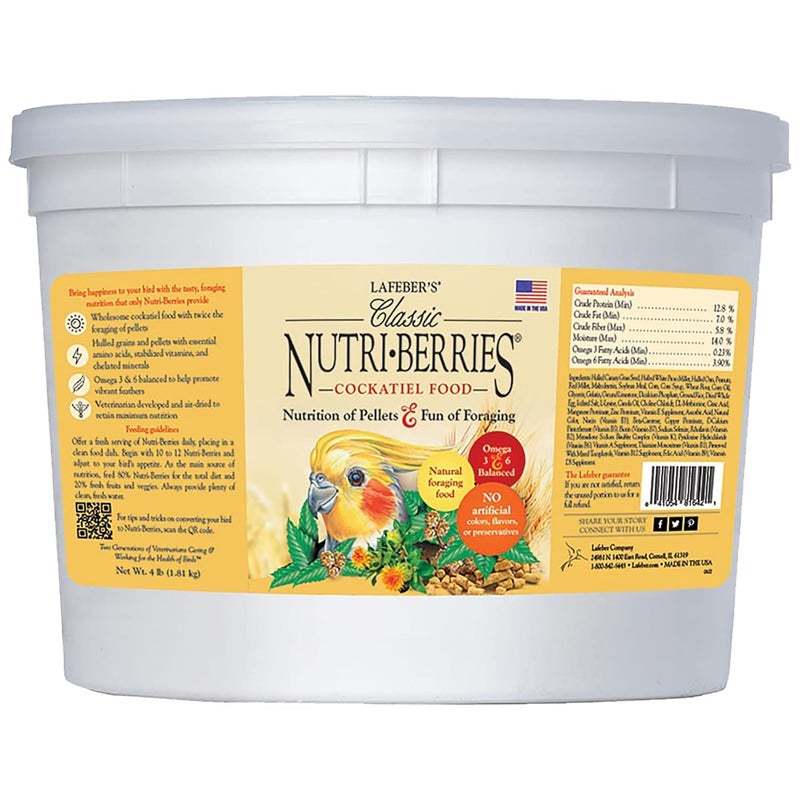 LAFEBER'S Classic Nutri-Berries Pet Bird Food, Made with Non-GMO and Human-Grade Ingredients, for Cockatiels (4 lb) - Image 1