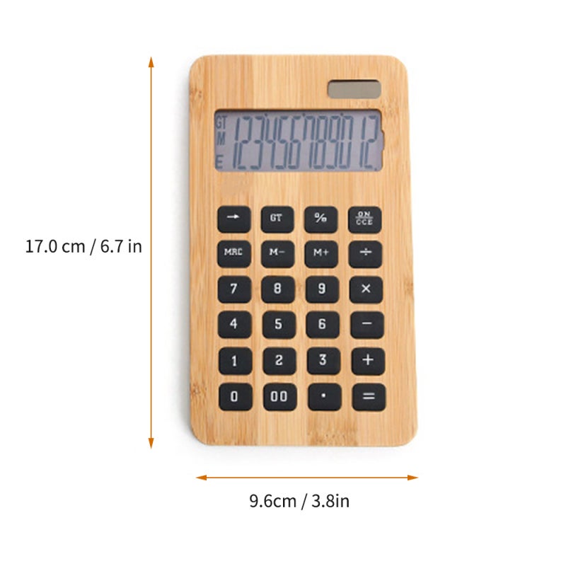 Basic Calculator: 12 Digits Clear Display - Sensitive Rubber Key Bamboo Shell Dual Power Supply for Office Home School - Image 5