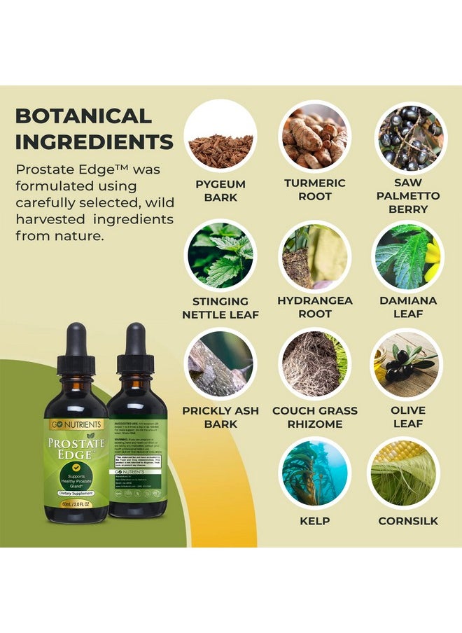Go Nutrients Prostate Edge Prostate Supplement For Men With Pygeum And Saw Palmetto Extract Plus Stinging Nettle Hydrangea Root Turmeric Root Kelp Olive Leaf 2 Oz Liquid Drops Made In Usa  - Image 5
