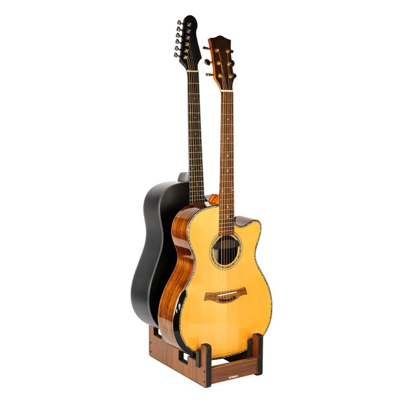STRICH Wooden Guitar Stand for Multiple Guitars 2Holder Front Display SpaceSaving Floor Guitar Rack for Home Studio Stage Walnut Color L2AW For 2 Acoustic - Image 2