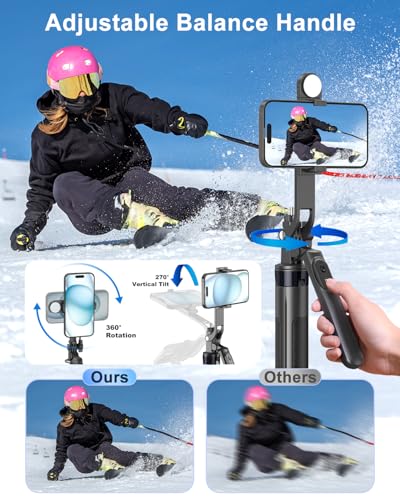 Yeaki 71 Phone TripodTripod for iPhone with Fill Light and Rechargeable RemoteAluminum Selfie Stick Phone Stand Compatible with Cell PhoneCameraRing LightDJIGoPro - Image 3
