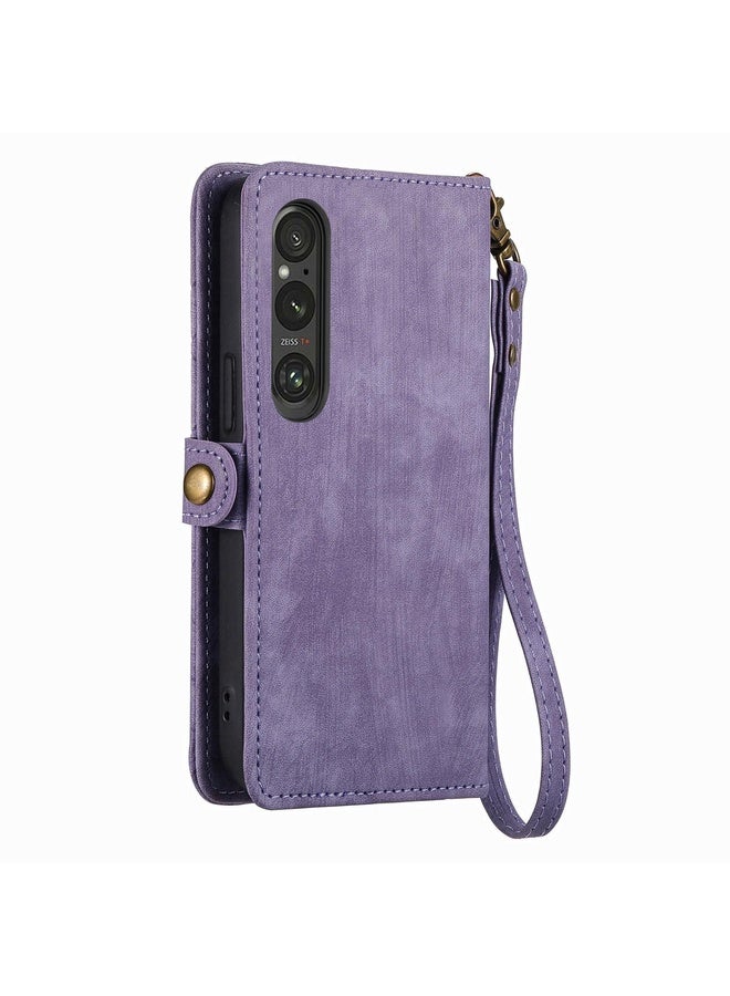 HuHa For Sony Xpreia Ace 3 Geometric Zipper Wallet Side Buckle Leather Phone Case(Purple)  - Image 3