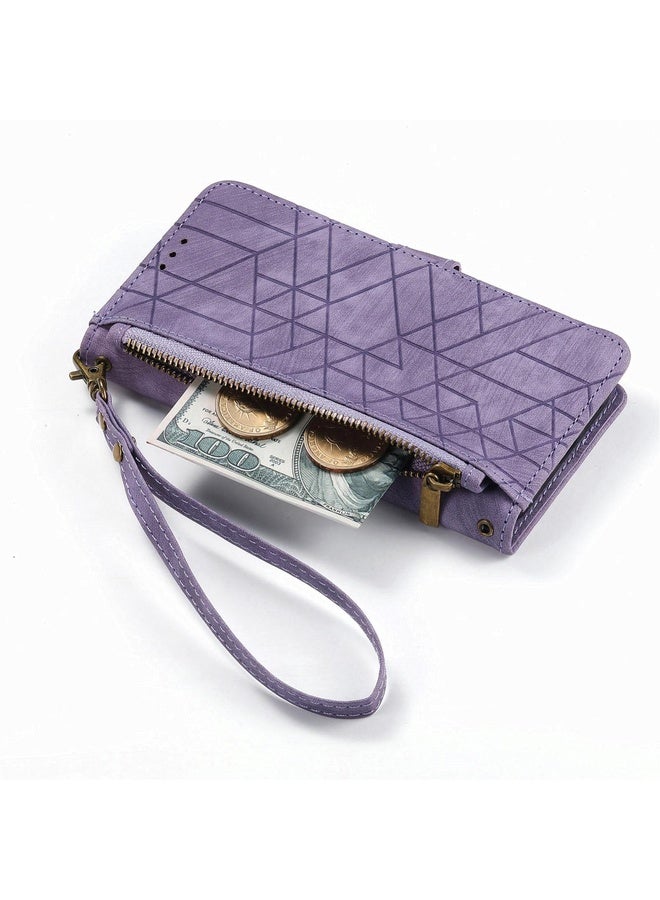 HuHa For Sony Xpreia Ace 3 Geometric Zipper Wallet Side Buckle Leather Phone Case(Purple)  - Image 4