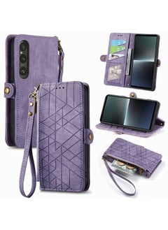 Case Cover For For Sony Xpreia Ace III Geometric Zipper Wallet Side Buckle Leather Phone Case(Purple)