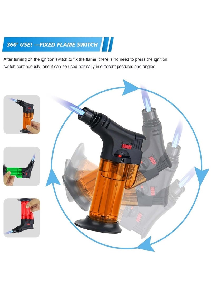 Butane Torch Lighter Set, 3-Pack Refillable Jet Flame, Windproof with Safety Lock, Multi-Purpose for Candles, Fireplaces, Grill and Camping|Kitchen Blow Torch(Assorted Colors)(Gas Not Included)) - Image 3