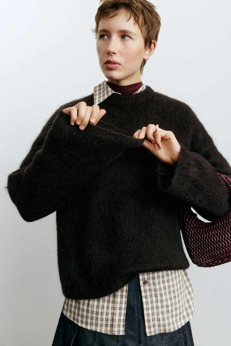 اتش اند ام كنزة فضفاضة من مزيج الموهير