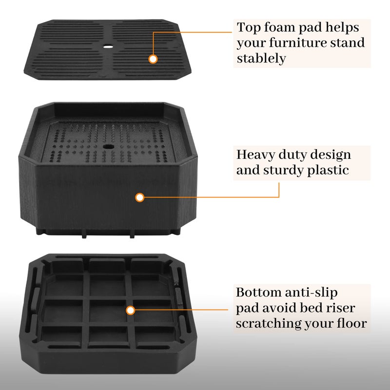 BTSD-home Bed Risers 1.5 or 3 inch Adjustable Furniture Heavy Duty for Couch Desk Sofa Table 4pack - Image 3