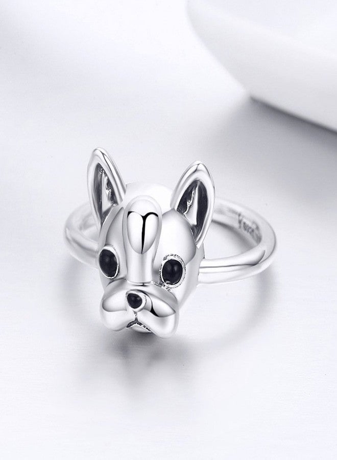 Presentski French Bulldog Silver Ring New Process of Enamel Noble Rings for Women - Image 3