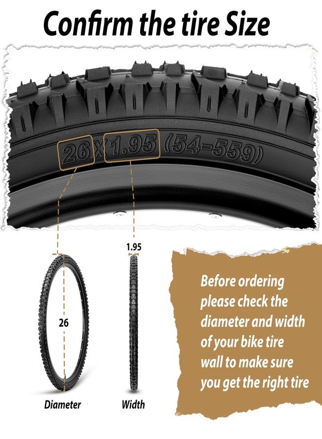 MOHEGIA MTB Tire and Tube Set: 2-Pack 26x1.95 Inch (54-559mm) Folding Mountain Bicycle Tires and Pair Schrader Inner Tubes & Tire Levers for Off-Road Trail Adventures - Image 3