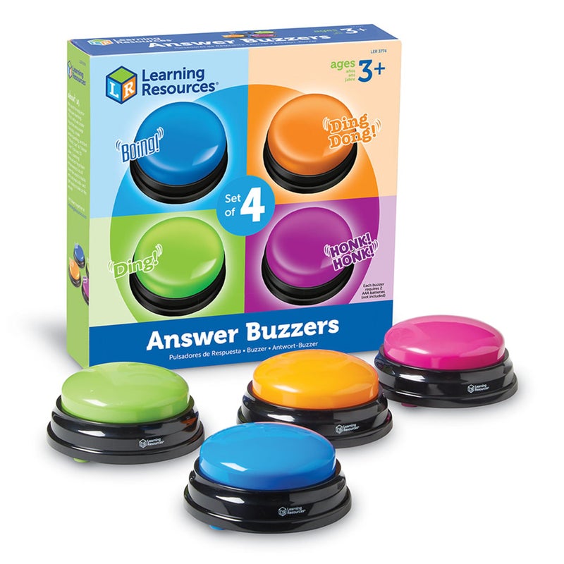 Learning Resources Answer Buzzers - Classroom Must Haves Supplies, Kids Toys, Sound Effect Button, Family Game Shows, Buzzers for Trivia, Participation Tools Boys and Girls Birthday Gifts - Image 1