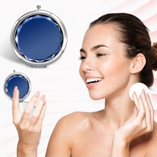 MAJESTIQUE Metal Double-Sided Travel Makeup Compact Mirror - Cute Pocket With 1X 2X Magnification, Type ÂŽFramed, Tabletop Mounting Color May Vary, Round - Image 1