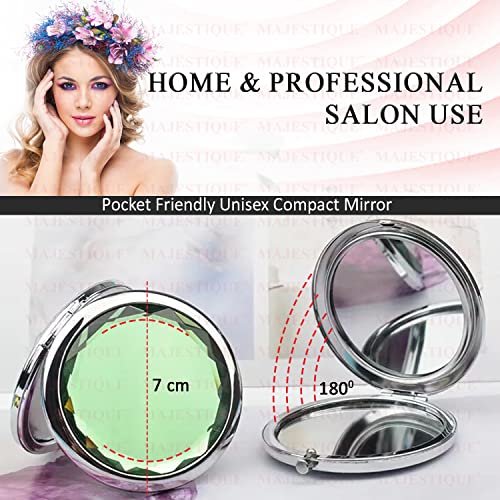 MAJESTIQUE Metal Double-Sided Travel Makeup Compact Mirror - Cute Pocket With 1X 2X Magnification, Type ÂŽFramed, Tabletop Mounting Color May Vary, Round - Image 2