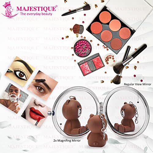 MAJESTIQUE Metal Double-Sided Travel Makeup Compact Mirror - Cute Pocket With 1X 2X Magnification, Type ÂŽFramed, Tabletop Mounting Color May Vary, Round - Image 4