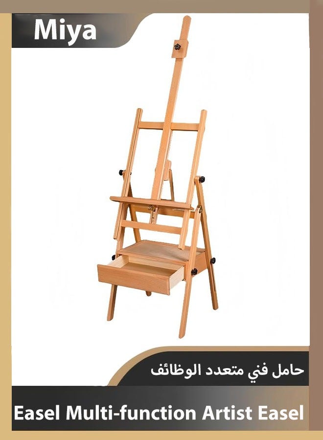 Miya Easel Multi-function Multi-angle Convertible Artist Easel, Adjustable Center Mast, Adjustable Vertical to Flat Painting Angle, with Drawer Storage, for Drawing Large Easel up to 45 Inches - Image 1