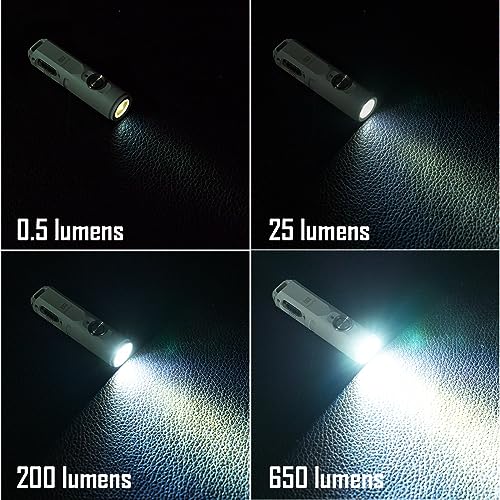 RovyVon A3 Gen 4 Keychain Flashlight- Super Bright 650 Lumens, USB C Rechargeable EDC Flashlight Water-Resistant, Lightweight- Ideal for Everyday Carry, Camping, Hiking, Emergency (Mao White) - Image 3