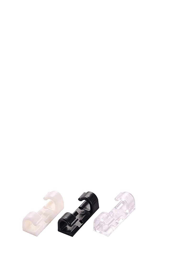SYOSI 60 Pcs Wire Clamp Wire Holder Organizer Cord Management Cable Clips with Strong Adhesive Tapes Cable Clips Wall Wire Clips Holder for Car,Office  - Image 1