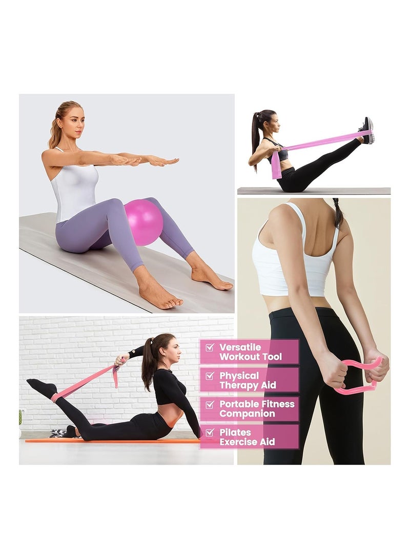 MVAQKLM مجموعة أدوات بيلاتيس الأساسية للنساء، مجموعة معدات بيلاتيس مع كرة يوغا 9 بوصات، شريط مقاومة على شكل رقم 8، أشرطة بيلاتيس وملحقاتها، مجموعة حلقات وكرة بيلاتيس للمبتدئين في التمارين المنزلية - Image 3
