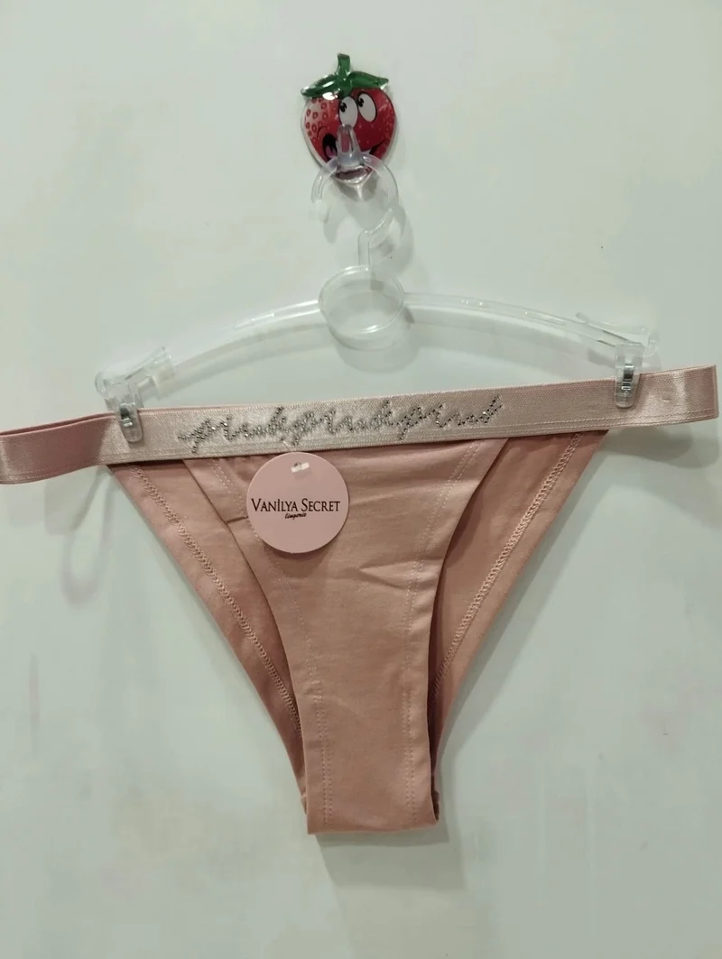 Vanilya Secret Vanilla Secret Front Stone Detailed Cotton Bikini Panties - Vision Pink