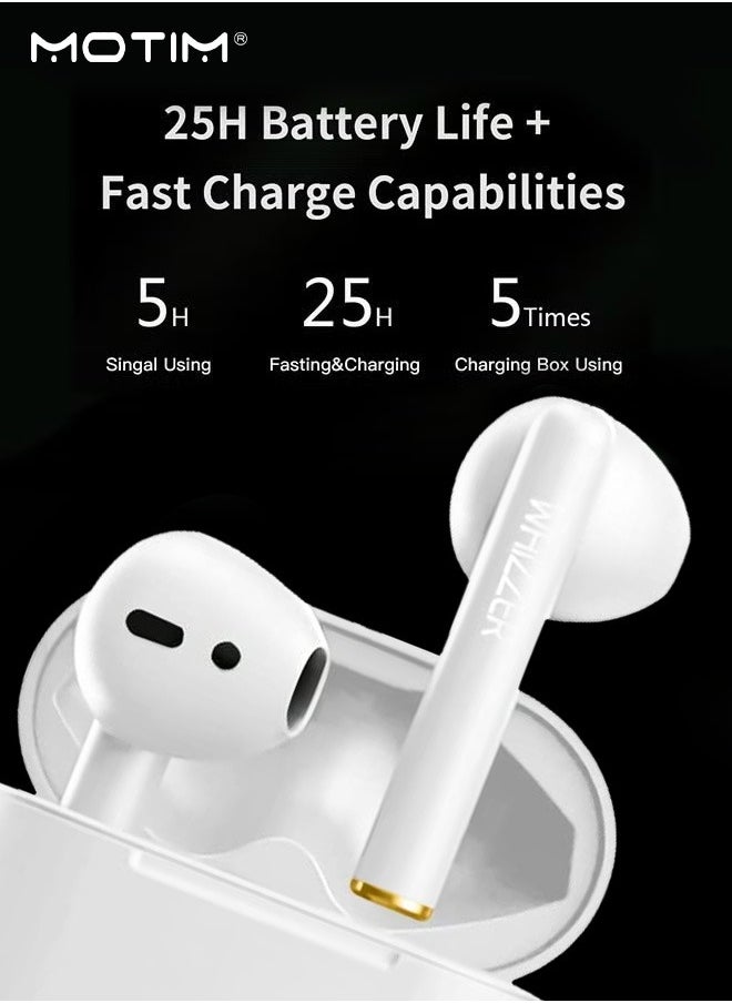 Motim TWS Wireless Earbuds Noise-canceling Earphones 5.0 Bluetooth Headphones Waterproof Stereo Headsets，25H Cyclic Playtime，USB-C Quick Charge with Built-in Mic  - Image 3