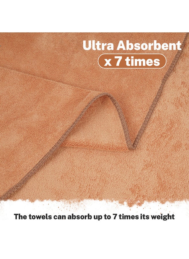 Fezora Beige & Green 2 Pieces Microfiber 400 GSM Bath Towels - Image 5