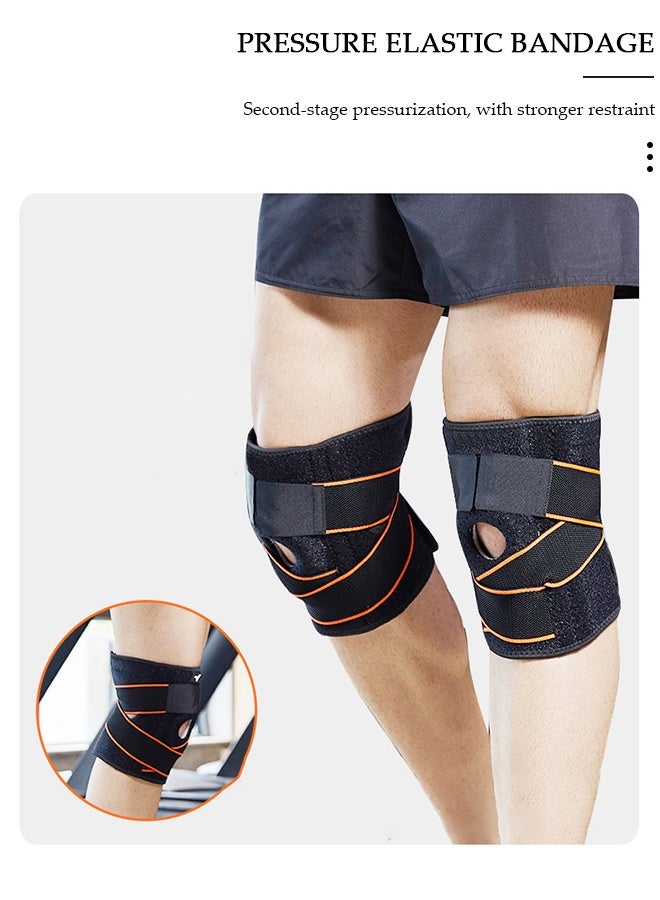 DUNISO دعامة للركبة مكونة من قطعتين مع مثبتات جانبية ومنصات هلامية للرضفة، دعامات دعم للركبة قابلة للتعديل لآلام الركبة، تمزق الغضروف المفصلي، ACL، MCL، التهاب المفاصل، تخفيف آلام المفاصل، التعافي من الإصابات - Image 2